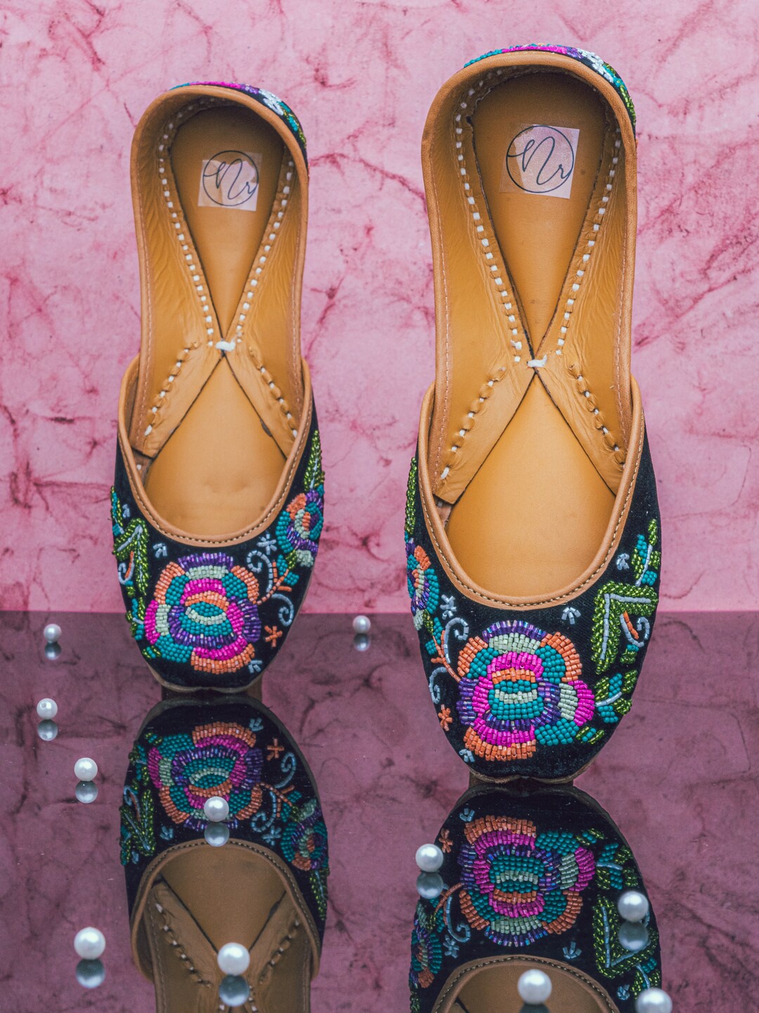 

NR By Nidhi Rathi Women Embellished Mojaris Flats, Black