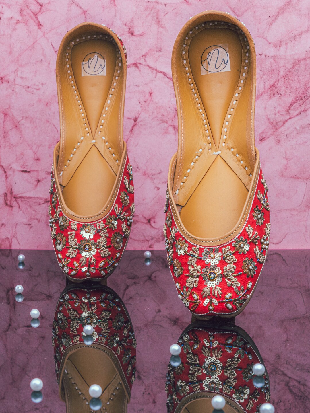 

NR By Nidhi Rathi Women Red Ethnic Mojaris Flats