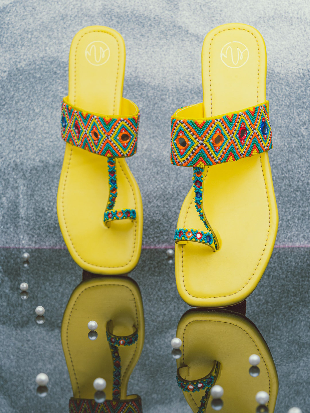 

NR By Nidhi Rathi Women Yellow Embellished Ethnic One-Toe Flats