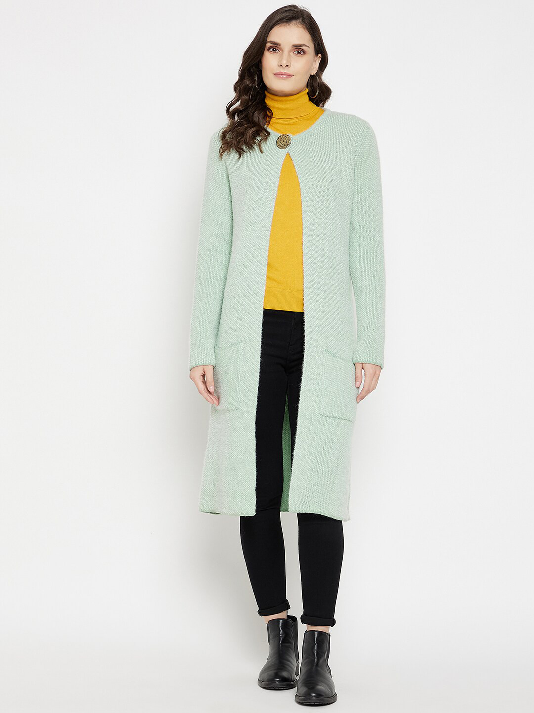 

Madame Women Green Solid Sweater