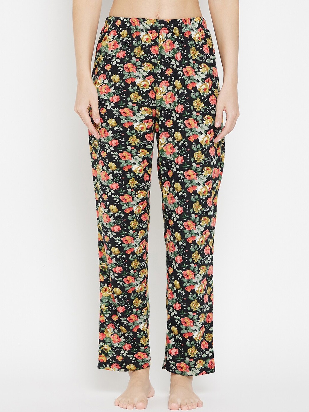 

MADAME M SECRET Women Black Floral Print Lounge Pants