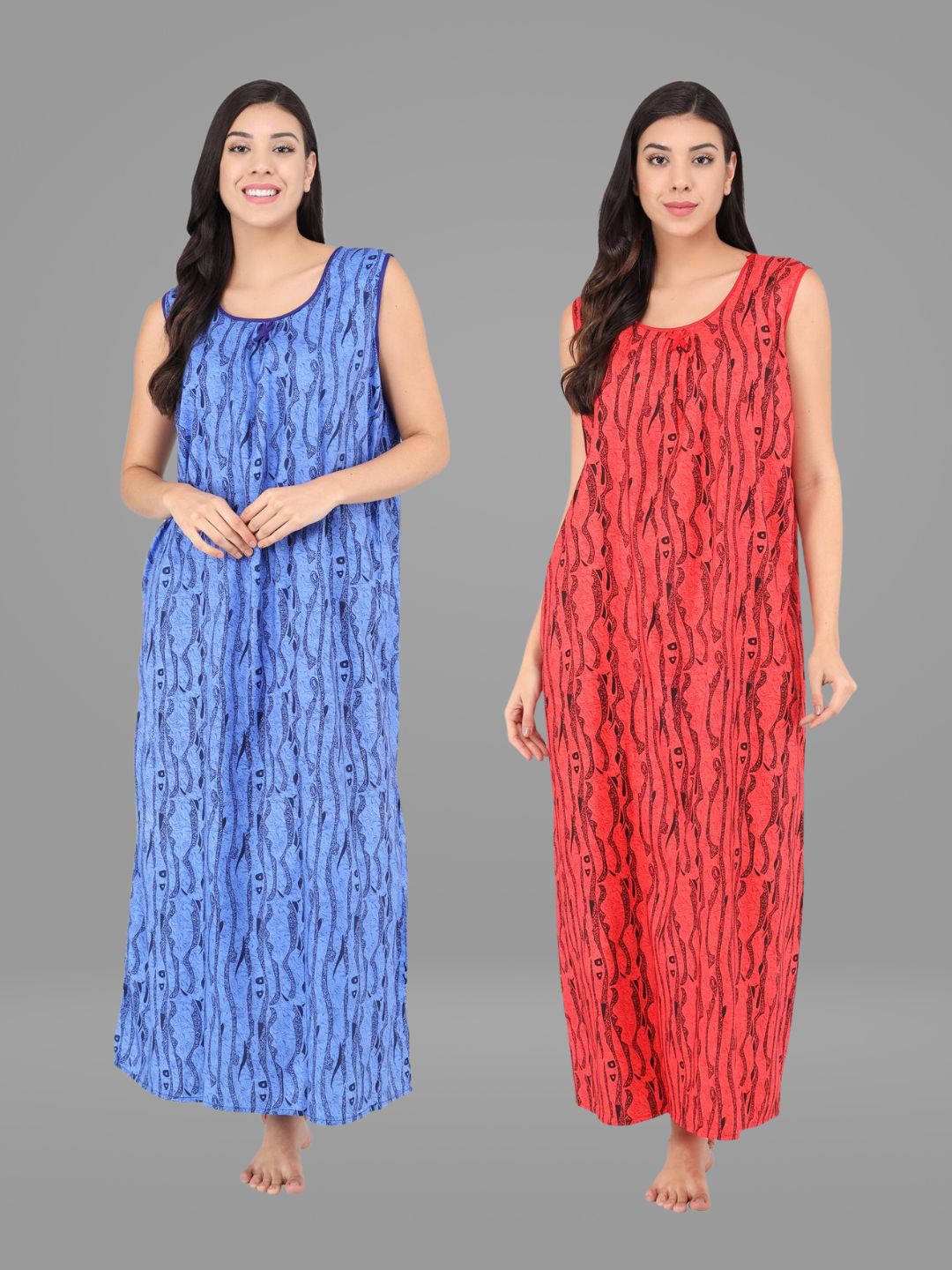 

Shararat Blue Pack of 2 Printed Maxi Nightdress