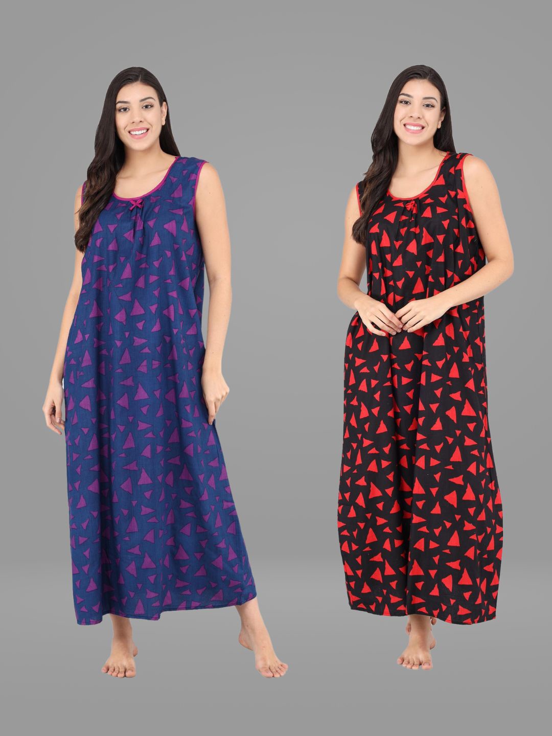

Shararat Women Purple Printed Maxi Pack Of 2 Nightdress