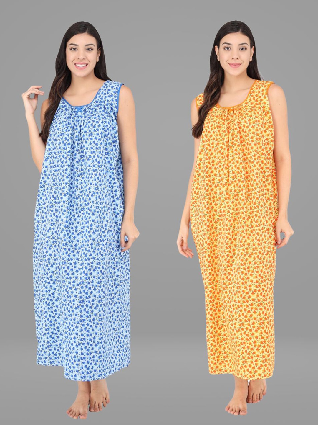 

Shararat Blue Set Of 2 Printed Maxi Nightdress