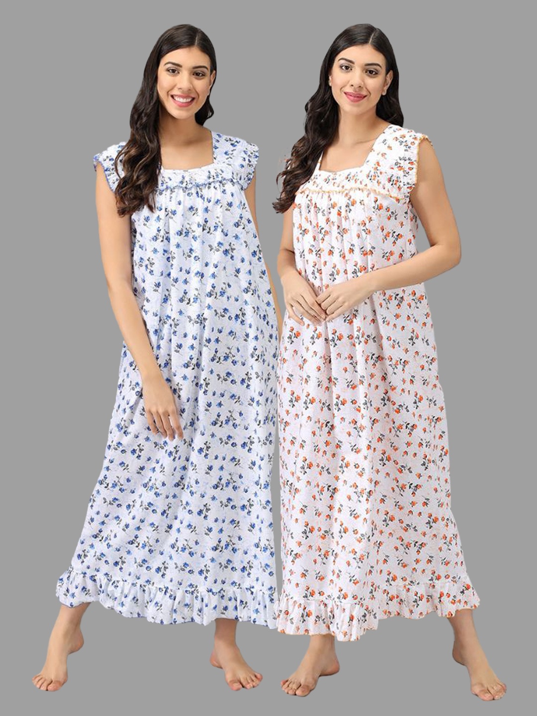 

Shararat Blue Printed Maxi Nightdress