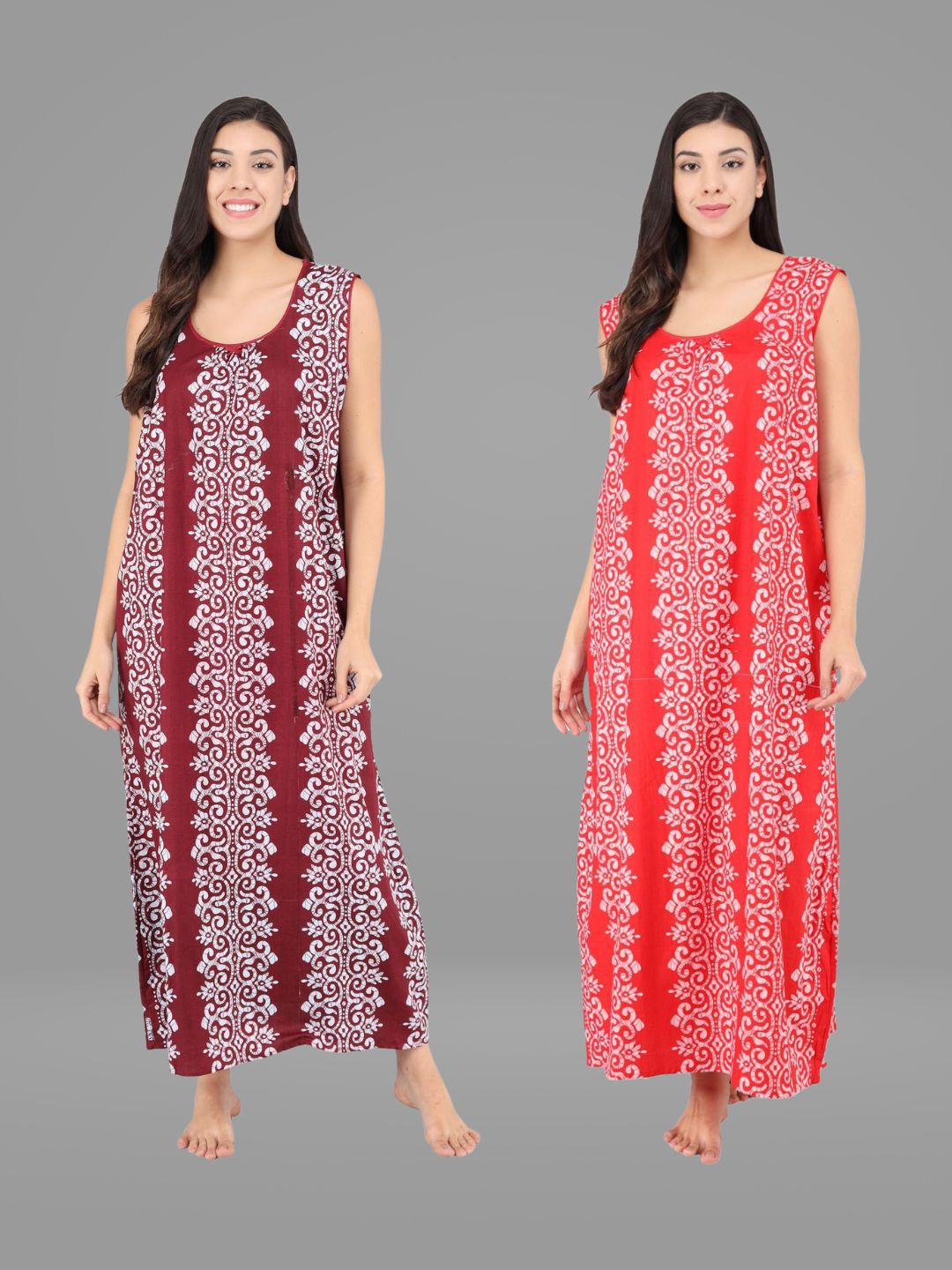 

Shararat Brown Printed Maxi Nightdress