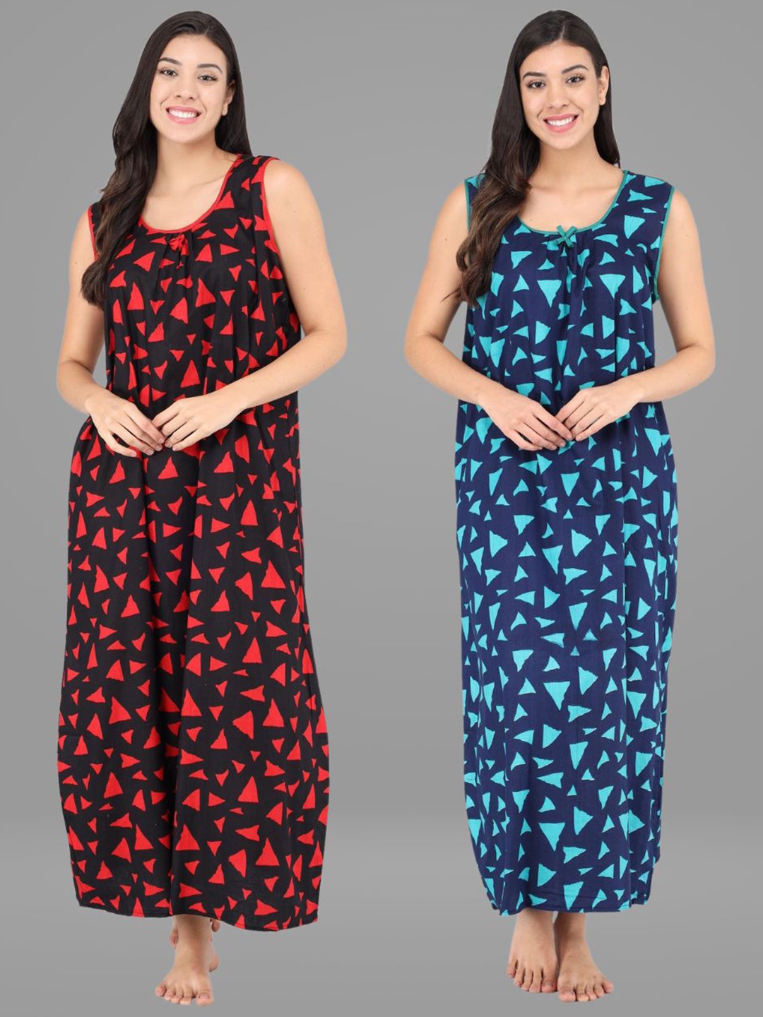 

Shararat Red Printed Maxi Nightdress