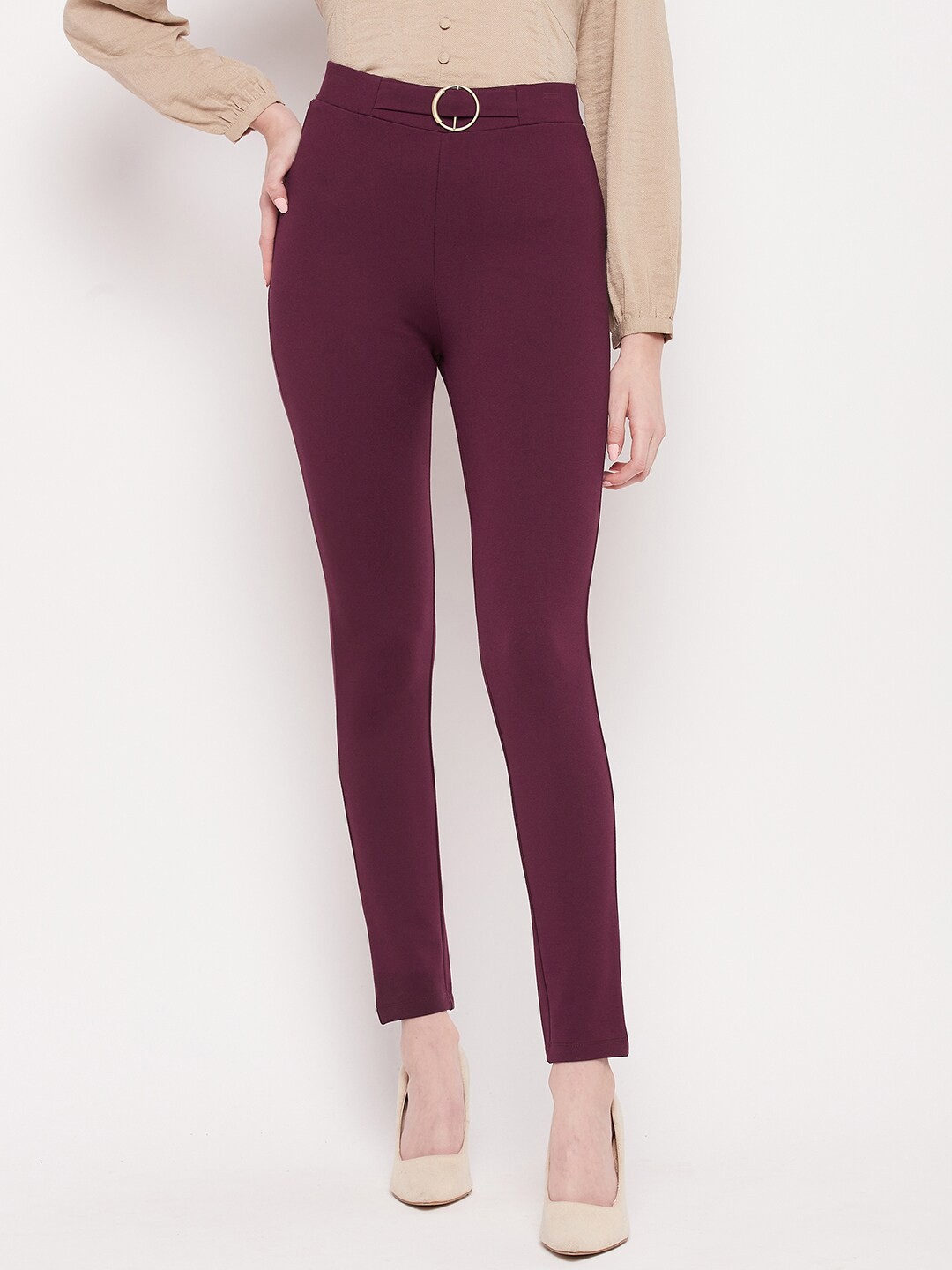

CAMLA Women Magenta Solid Skinny Fit Treggings