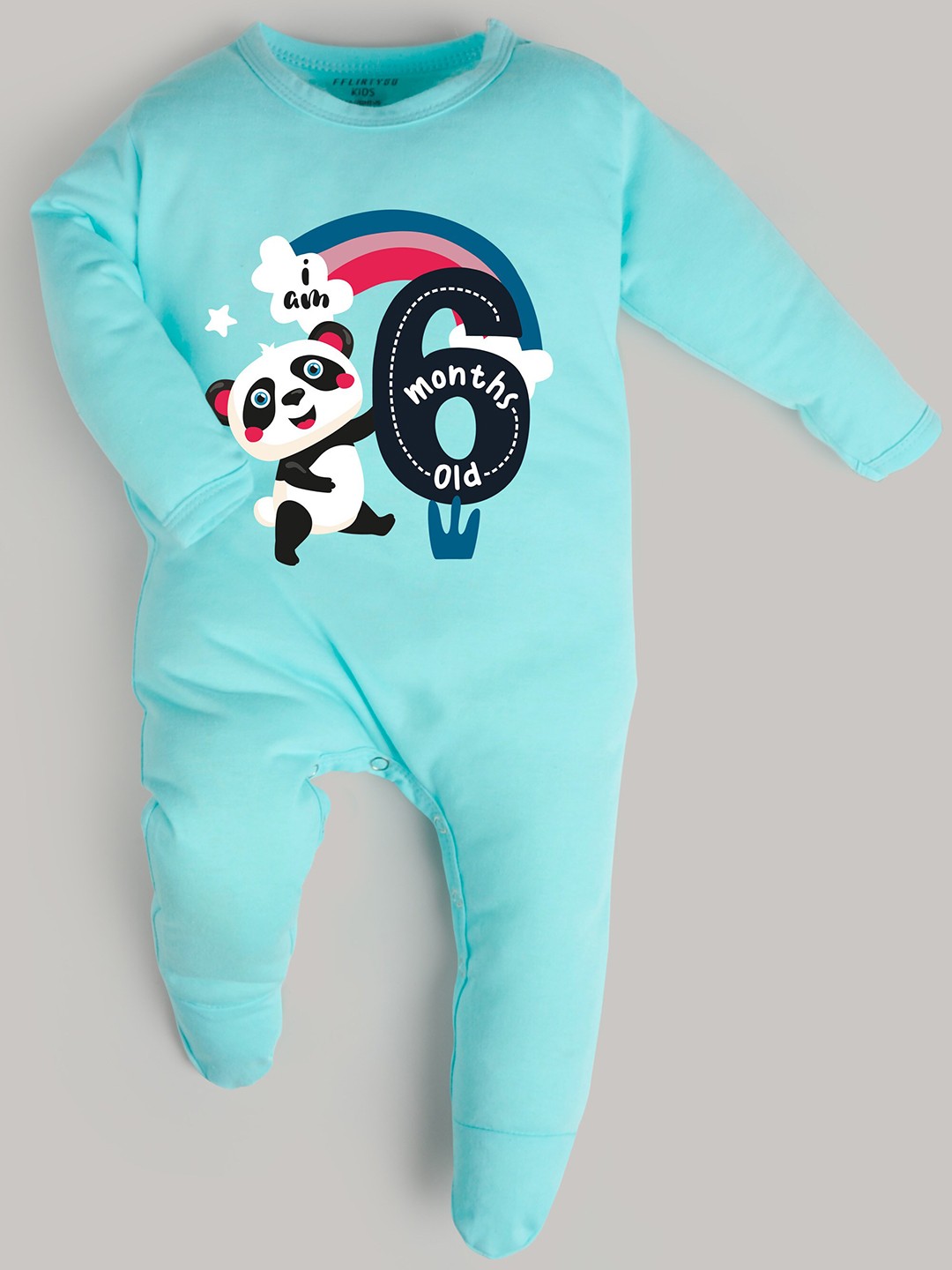 

FFLIRTYGO Kids Blue Printed Cotton Sleepsuits