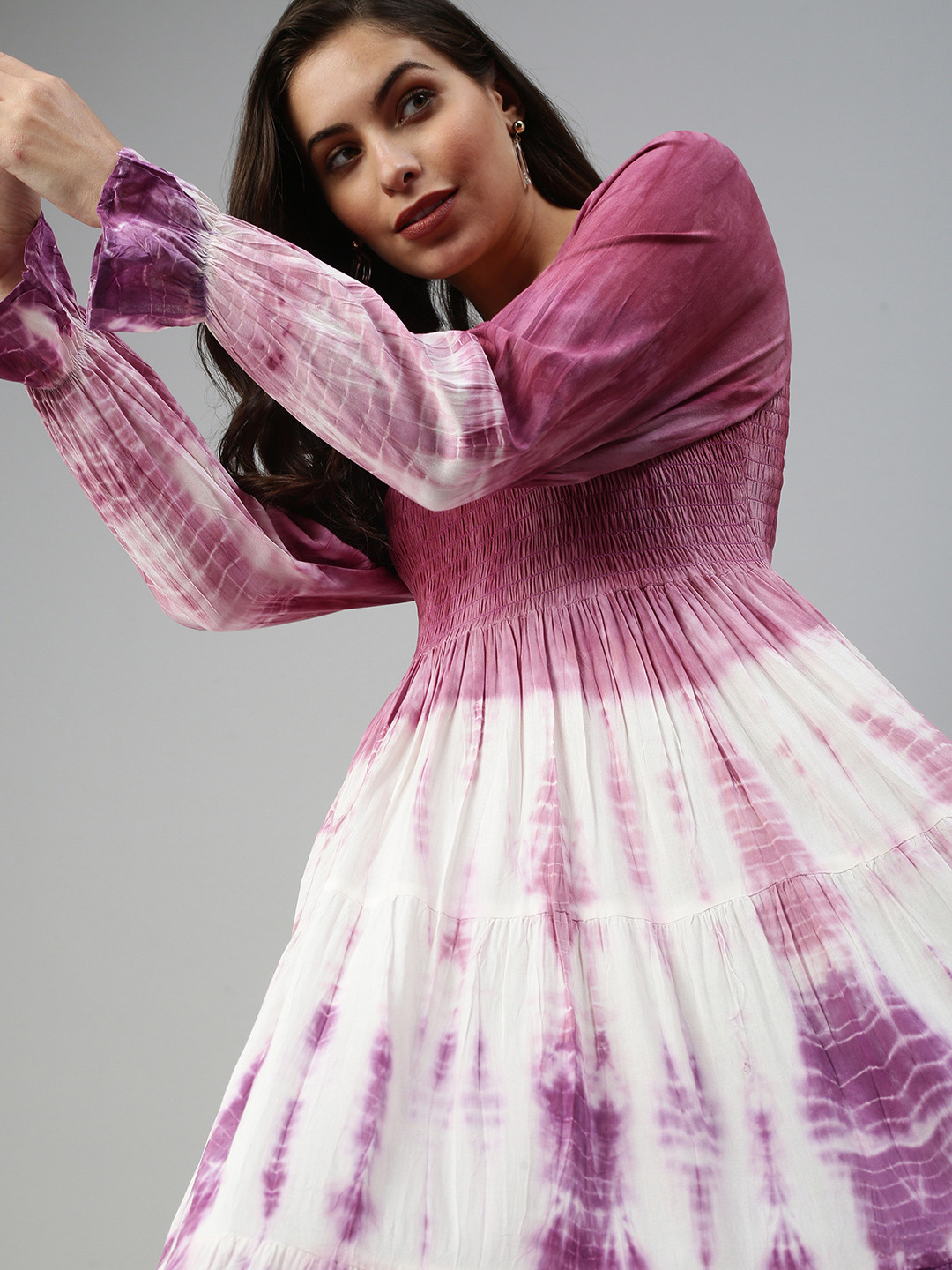 

SHOWOFF Lavender & White Tie and Dye Cotton Dress