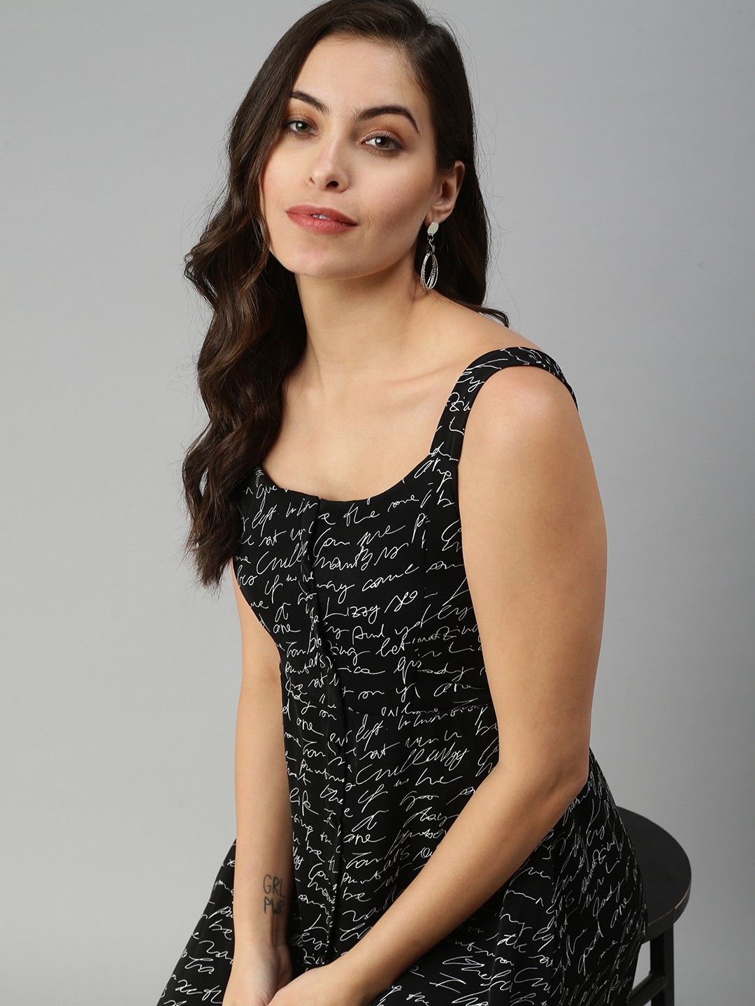 

SHOWOFF Women Black Fit and Flare Dress