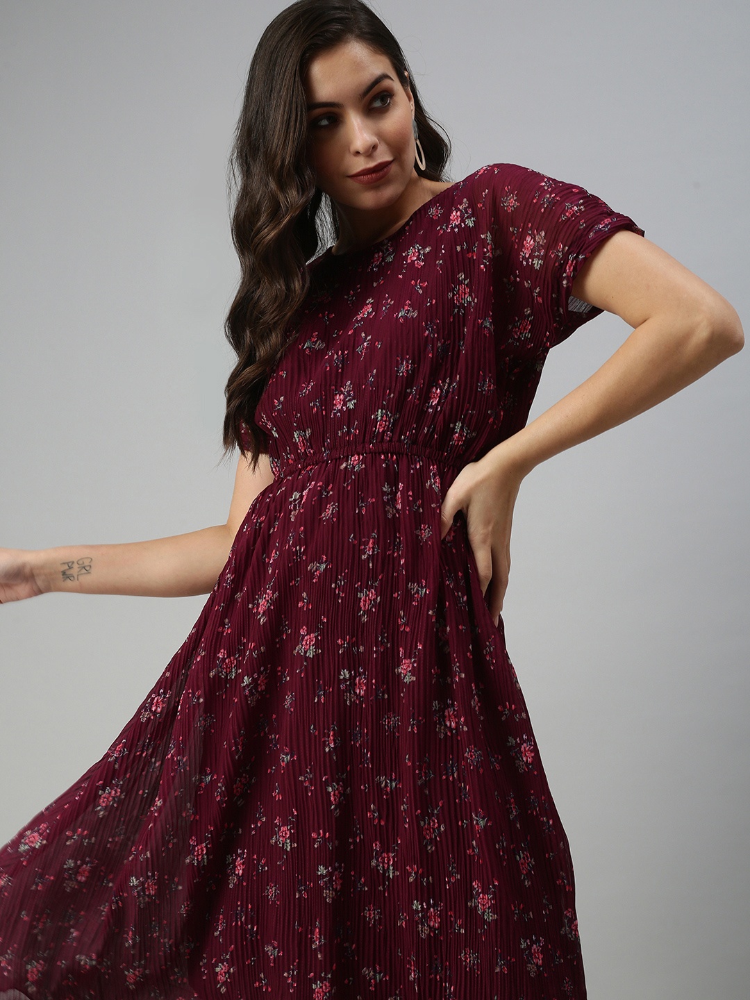 

SHOWOFF Women Violet Floral Fit and Flare Dress