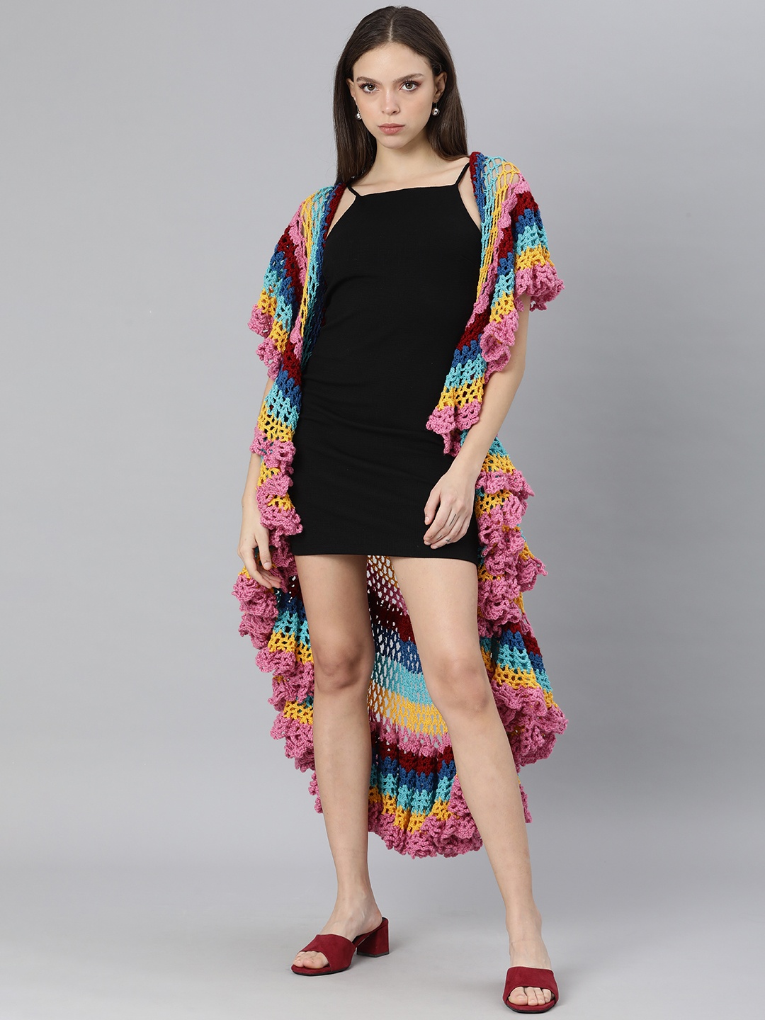 

Magic Needles Women Blue & Maroon Colourblocked Swimwear Cover-Up