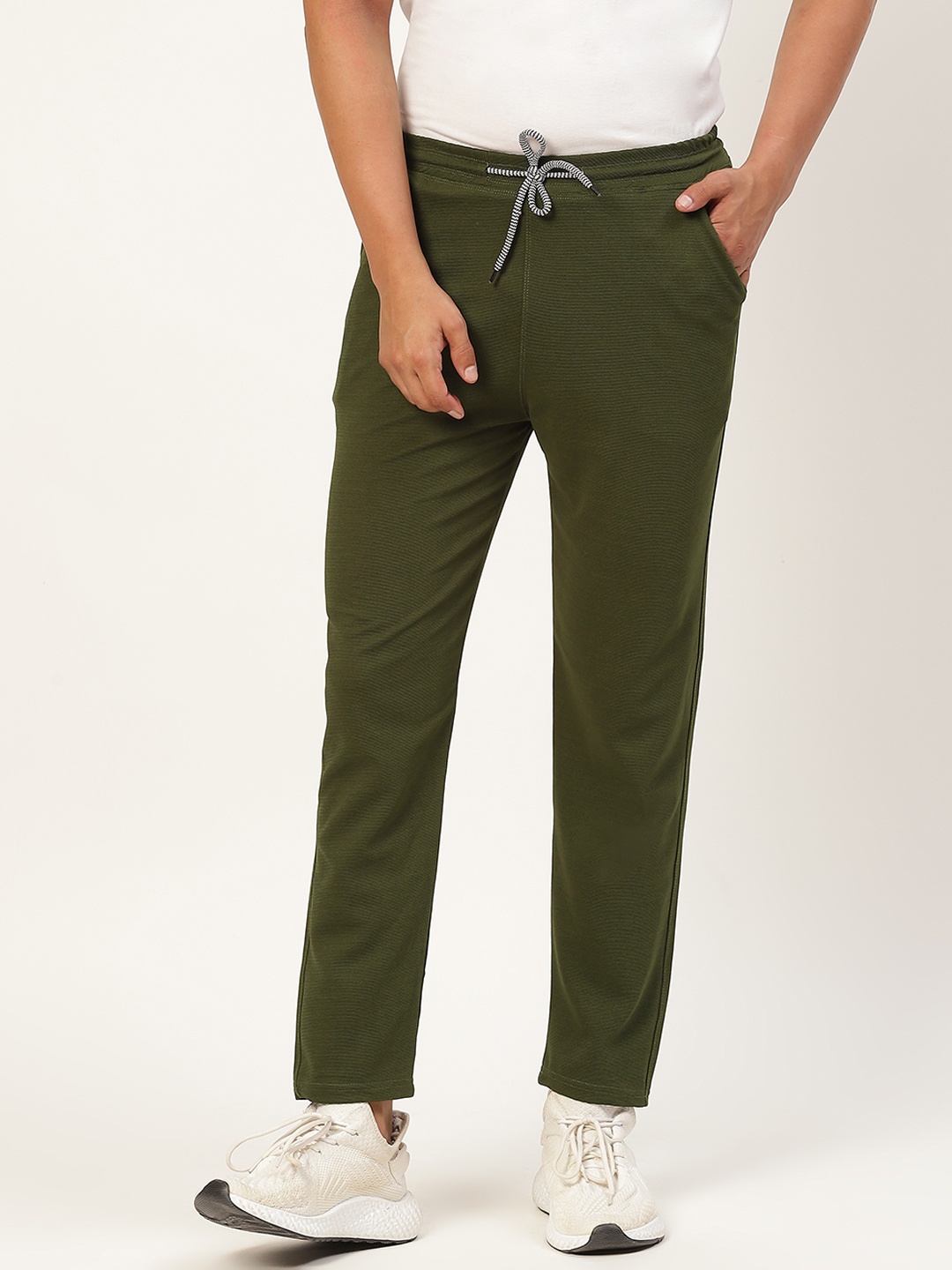 

Kushi Flyer Men Olive Green Solid Track Pants