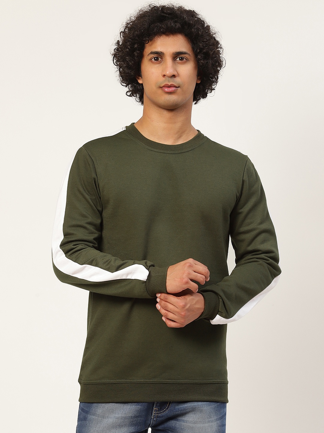 

Kushi Flyer Men Olive Green Knitted Sweatshirt