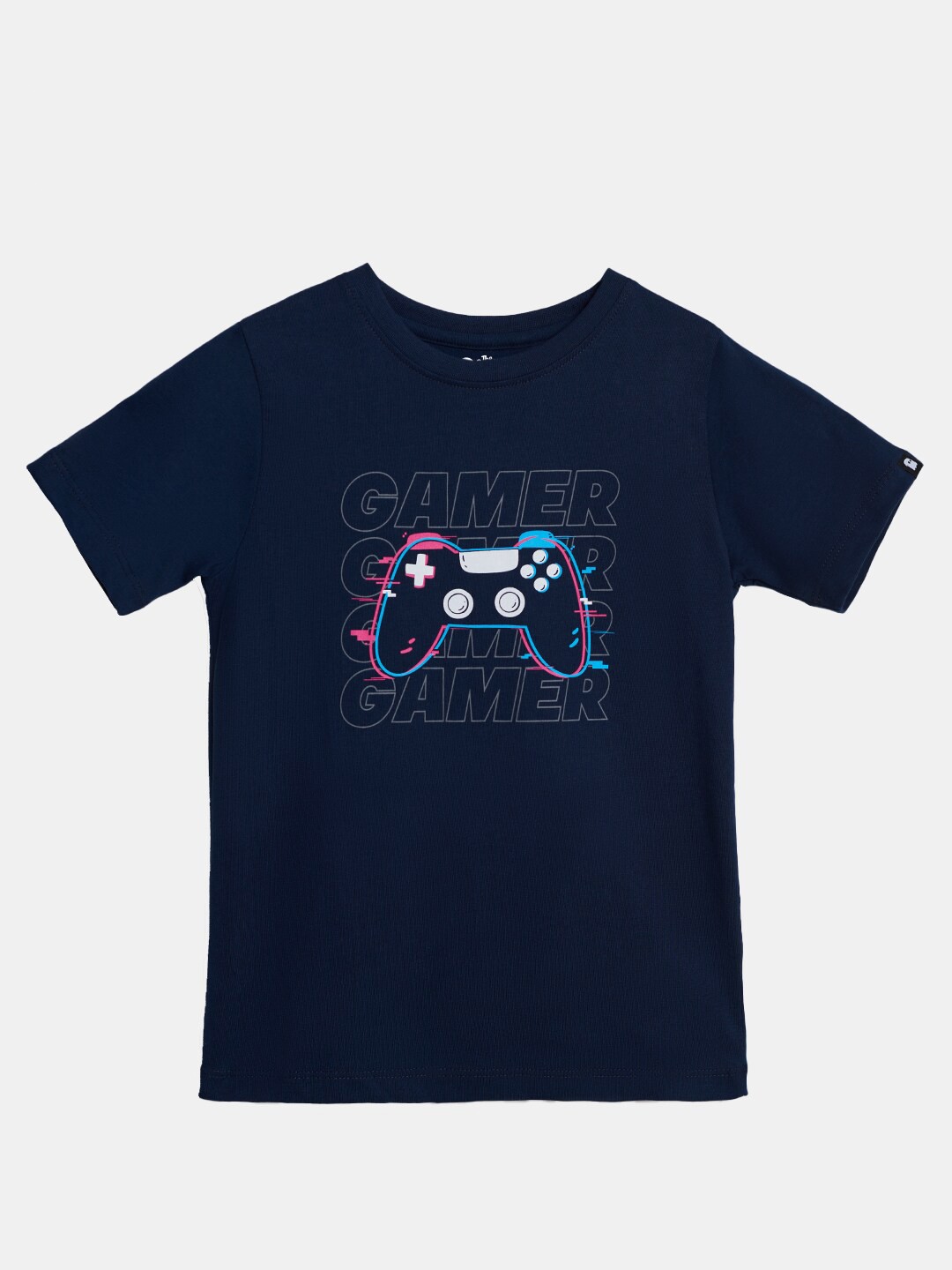 

The Souled Store Boys Navy Blue Printed Applique T-shirt