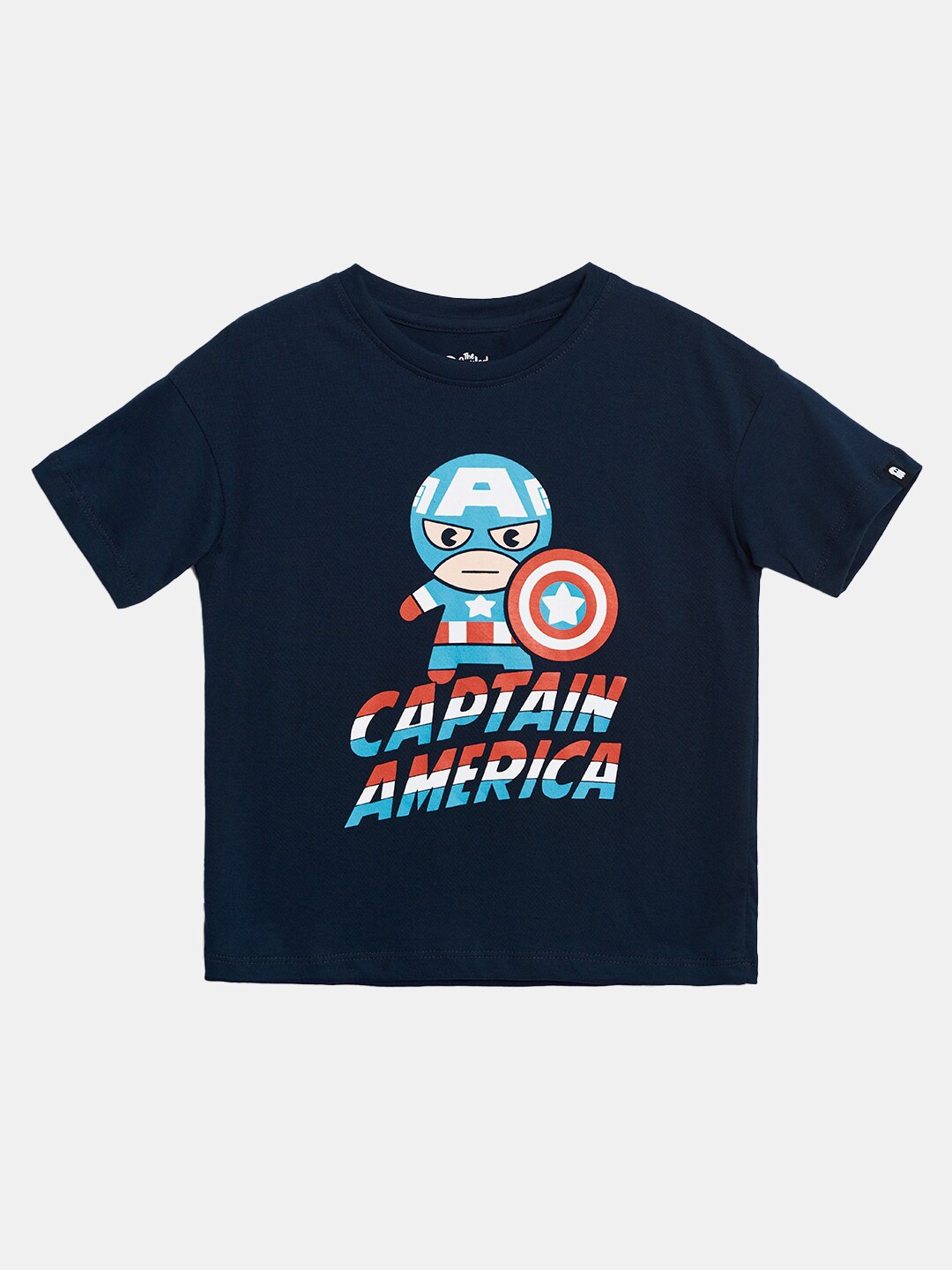 

The Souled Store Boys Navy Blue Captain America Chibi Printed Oversized T-shirt