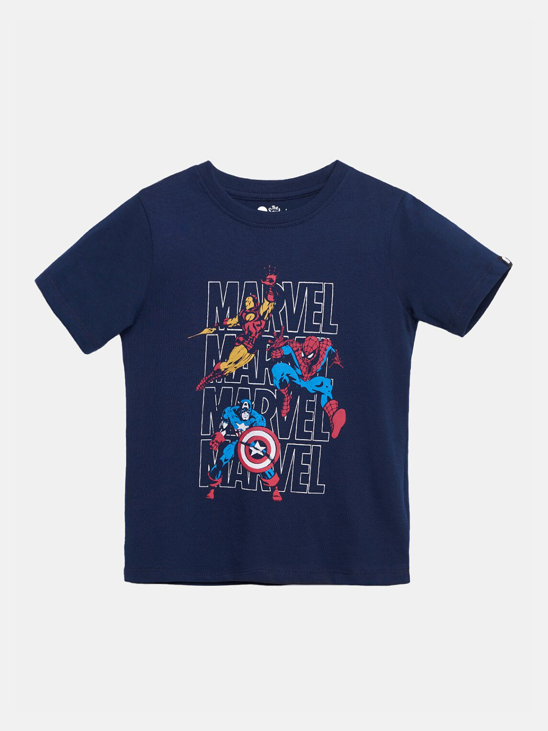 

The Souled Store Boys Navy Blue Marvel Printed Cotton T-shirt