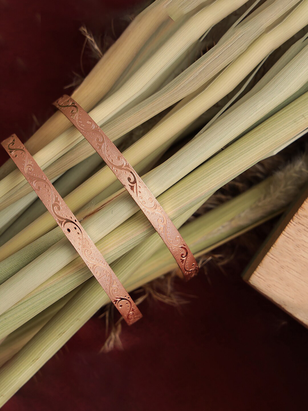 

Jazz and Sizzle Set Of 2 Rose Gold-Plated Bangles