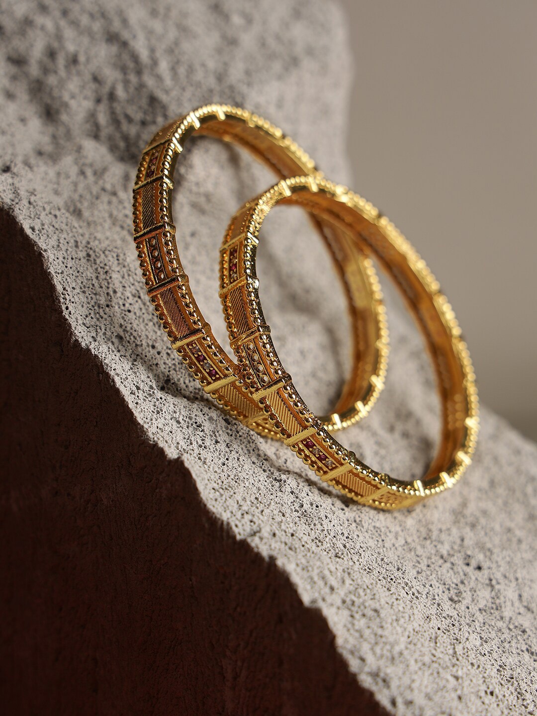 

Jazz and Sizzle Set of 2 Gold-Plated Handcrafted Bangle