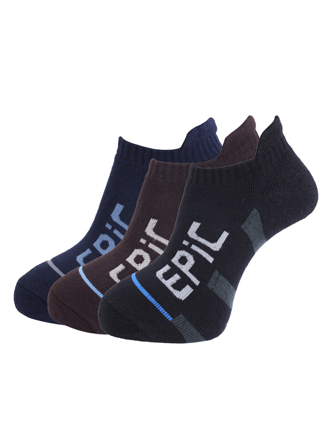 

Dollar Socks Men Pack Of 3 Patterned Cotton Ankle-Length Socks, Blue