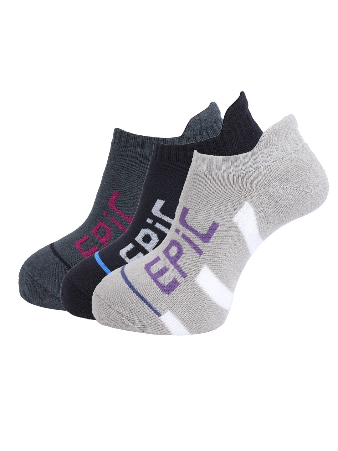 

Dollar Socks Men Pack Of 3 Patterned Cotton Ankle Length Socks, Navy blue