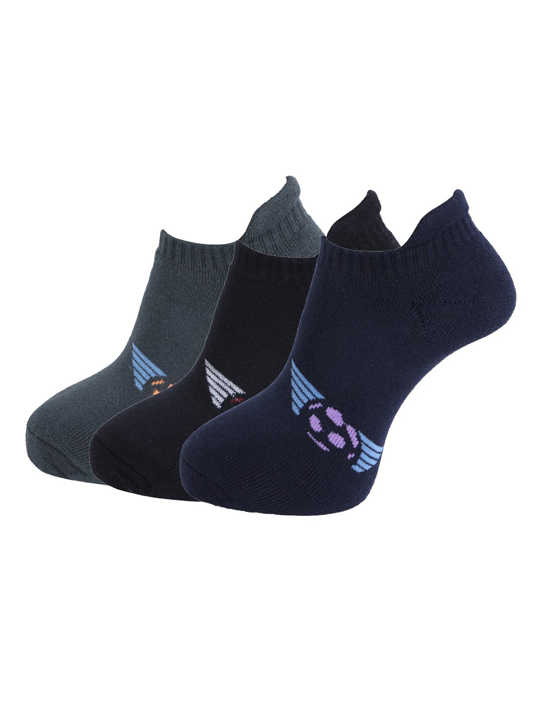 

Dollar Socks Men Pack Of 3 Printed Ankle-Length Socks, Navy blue