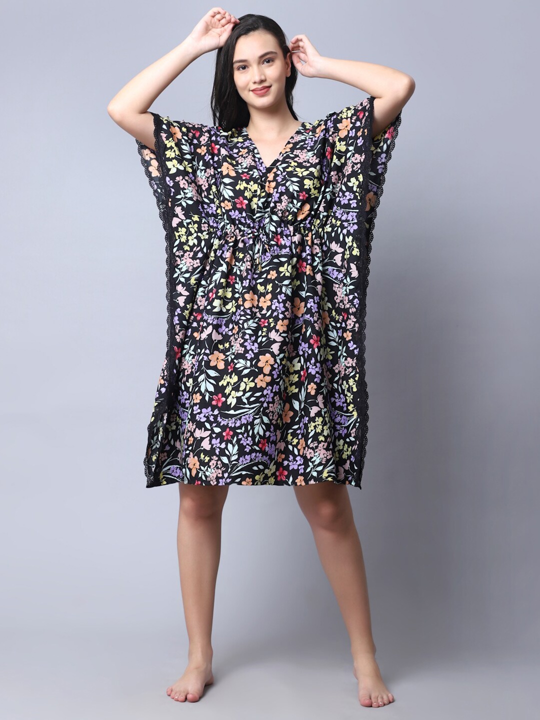 

EROTISSCH WOMEN Black Printed Nightdress