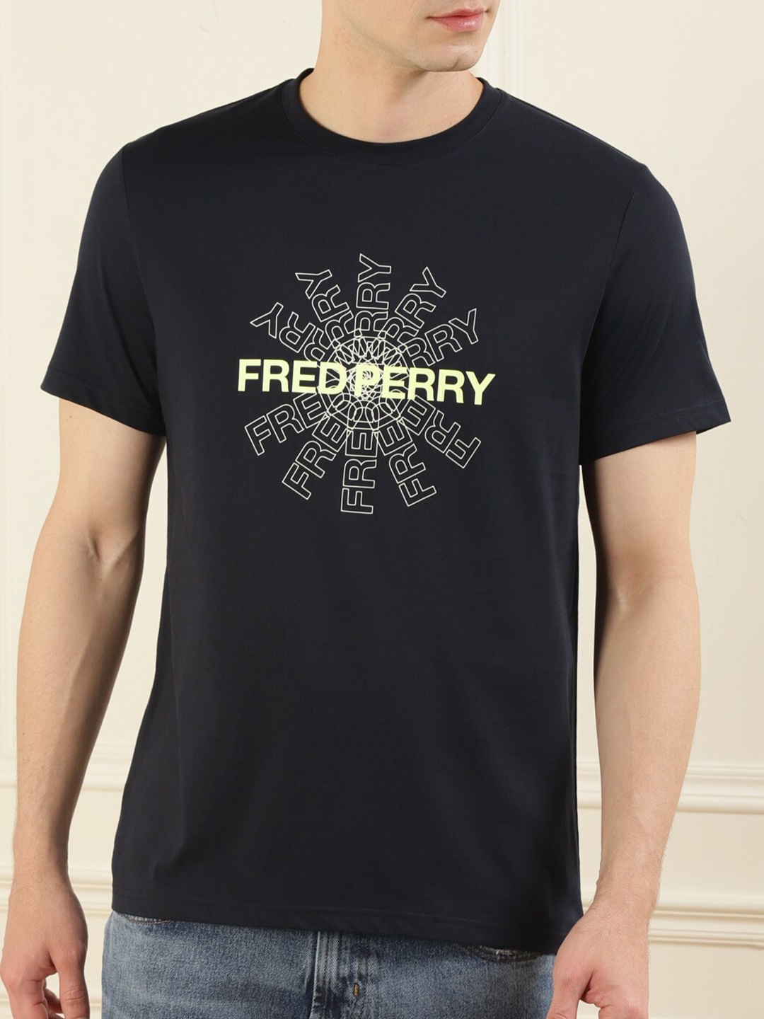 

Fred Perry Men Navy Blue Typography Printed T-shirt
