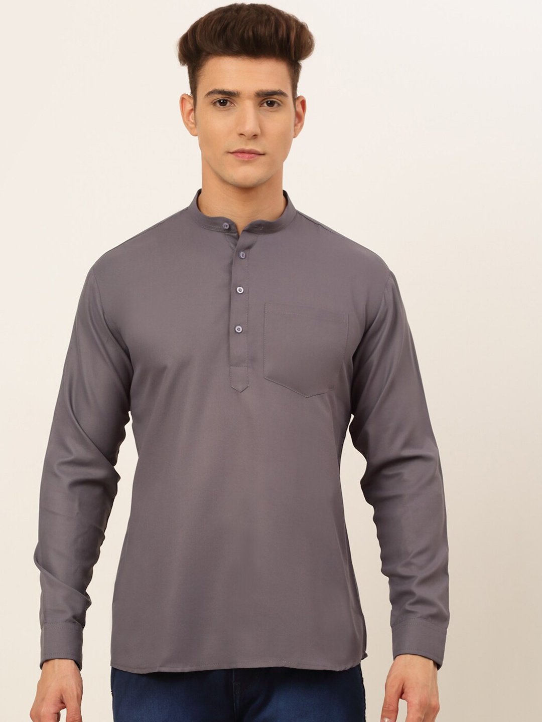 

Jompers Men Grey Slim Fit Casual Shirt