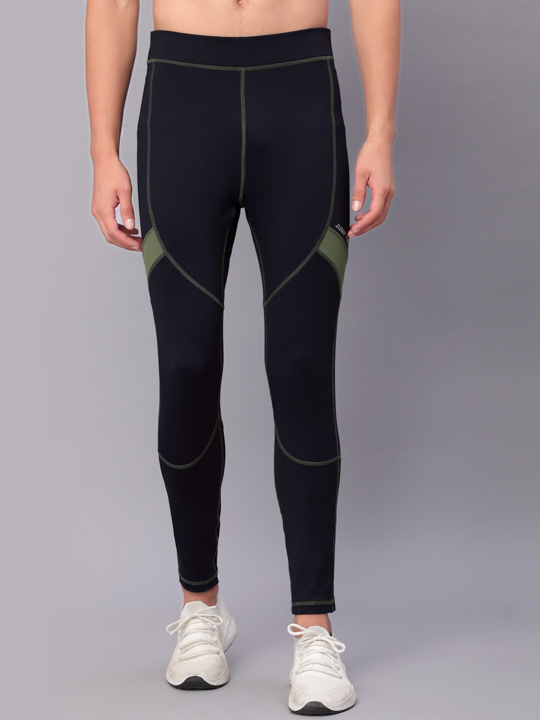 

JUMP USA Men Navy Blue Rapid Dry-Fit Antimicrobial Running Tights