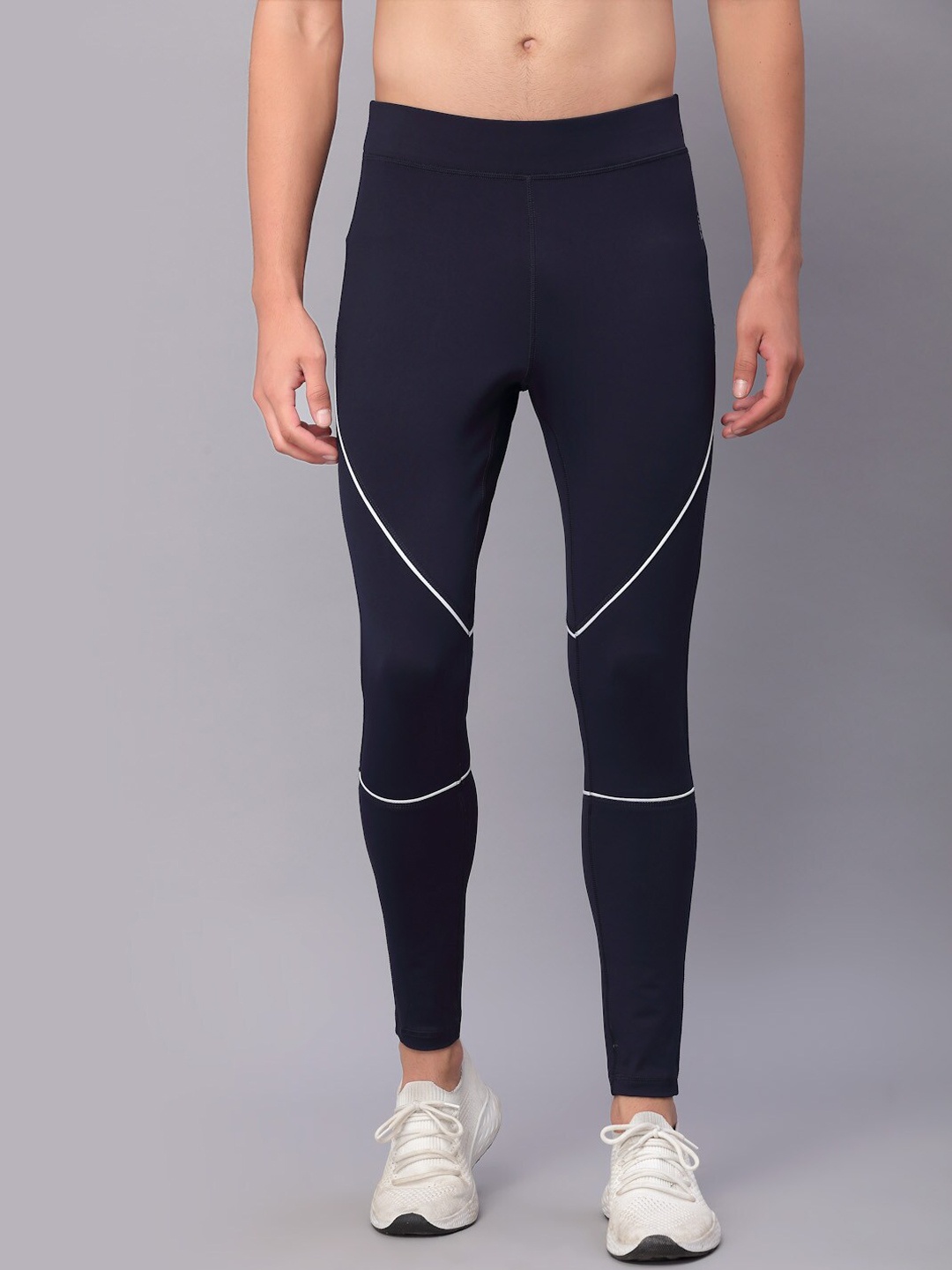 

JUMP USA Men Navy Blue Rapid Dry-Fit Antimicrobial Running Tights