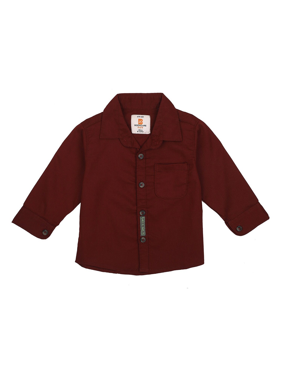 

Bodycare Kids Boys Maroon Solid Cotton Casual Shirt