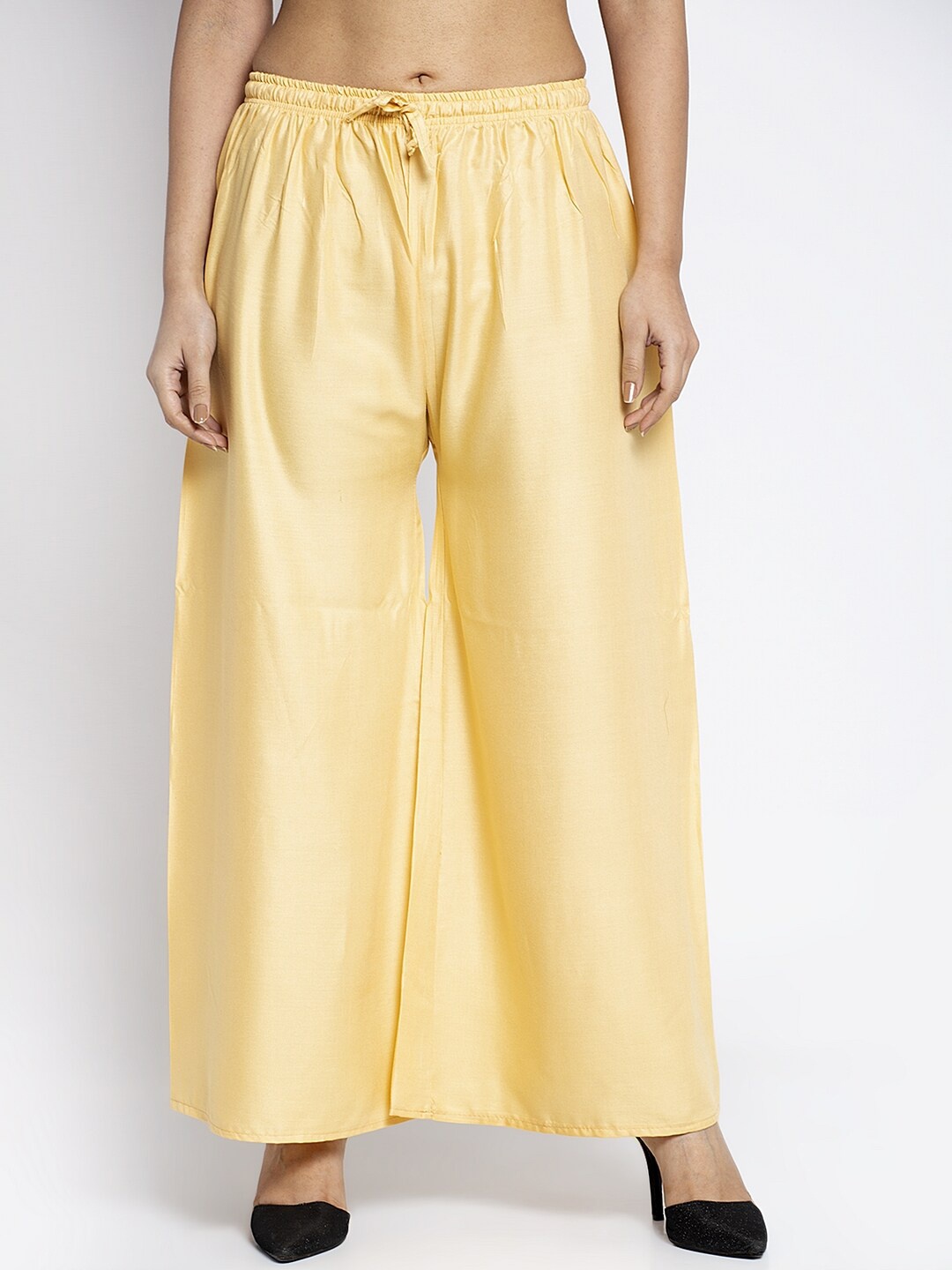 

GRACIT Women Beige Rayon Solid Wide Leg Palazzo