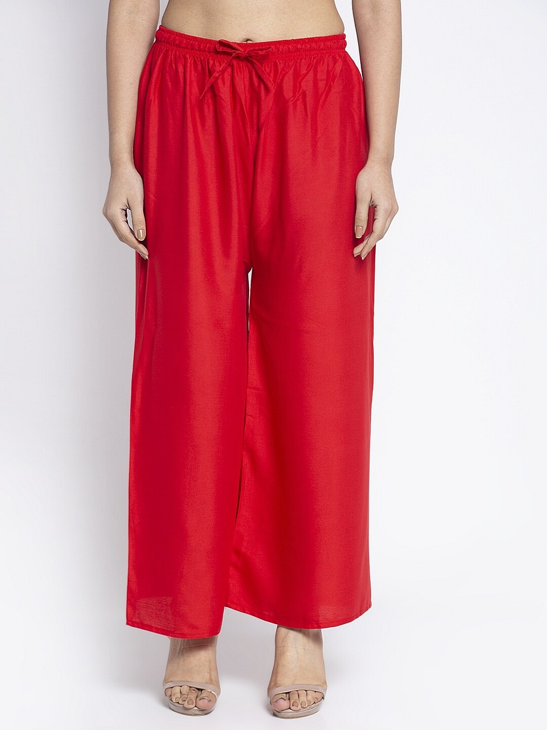 

GRACIT Women Red Ethnic Solid Wide Leg Palazzo