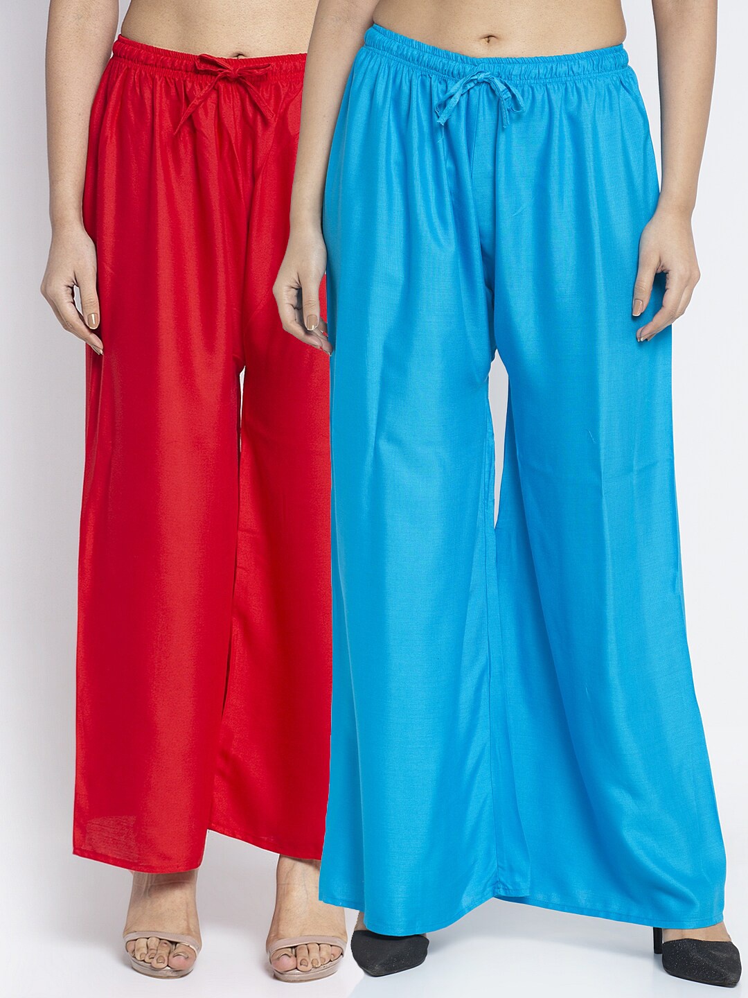 

GRACIT Women Red & Blue Pack of 2 Solid Ethnic Palazzos