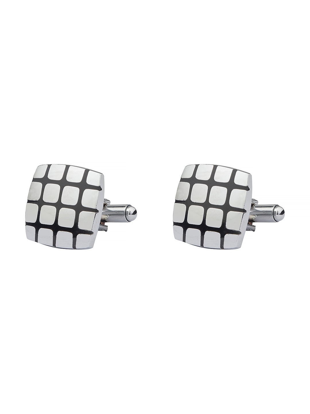 

The Tie Hub Men Silver-Plated & Black Contemporary BDF Cufflink