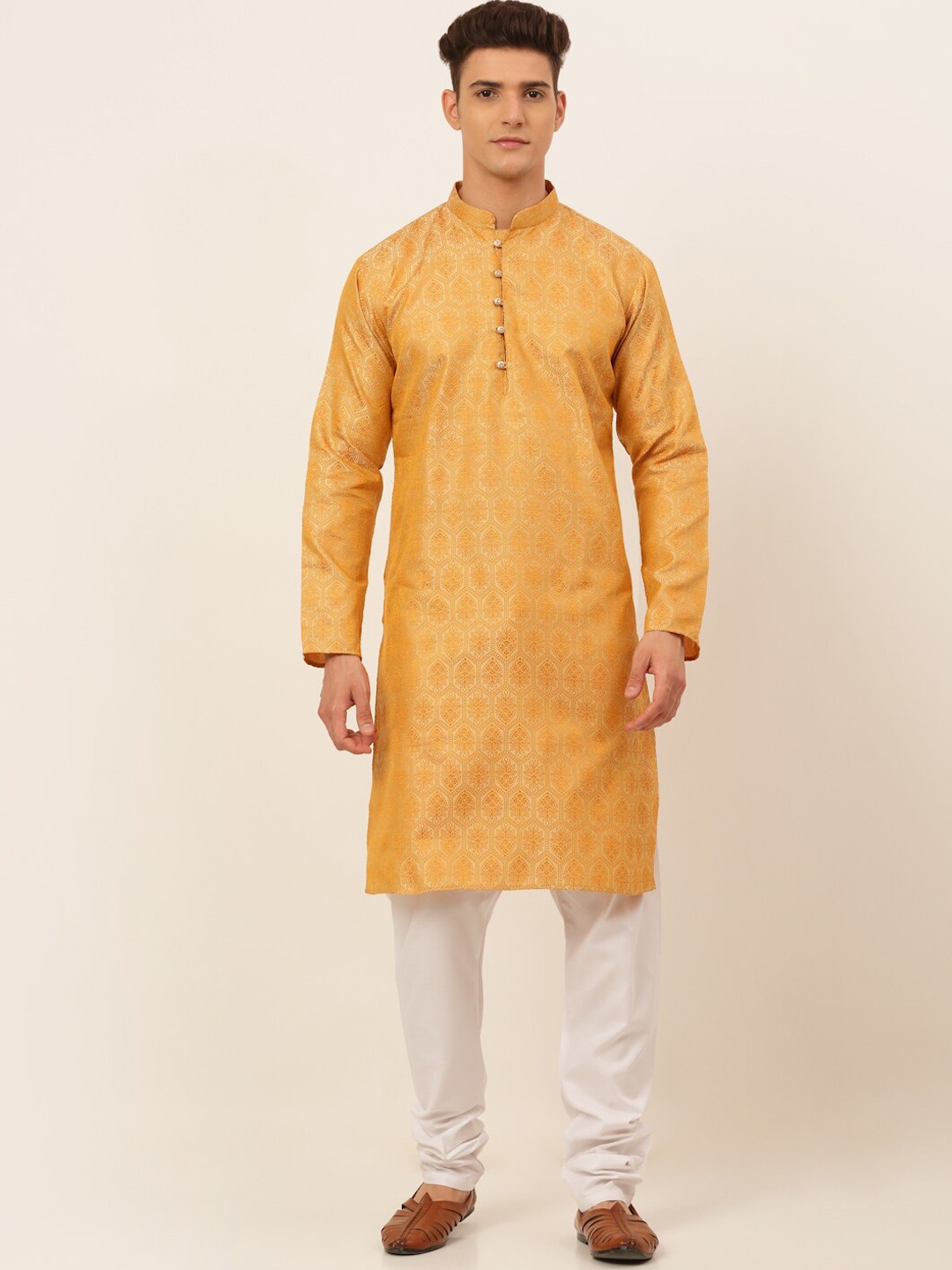 

Jompers Men Mustard Yellow Kurta with Pyjamas