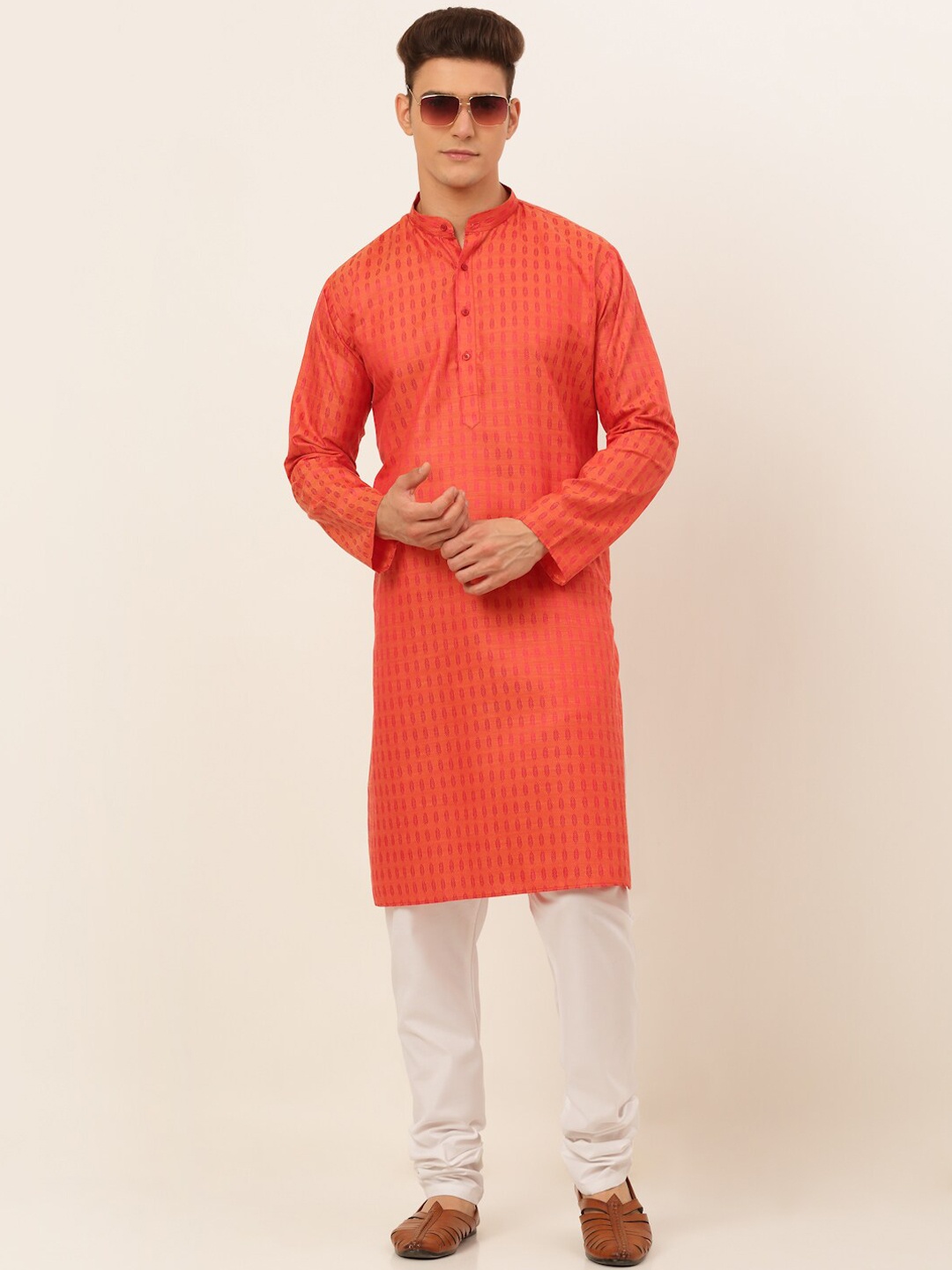 

Jompers Men Red Kurta with Pyjamas