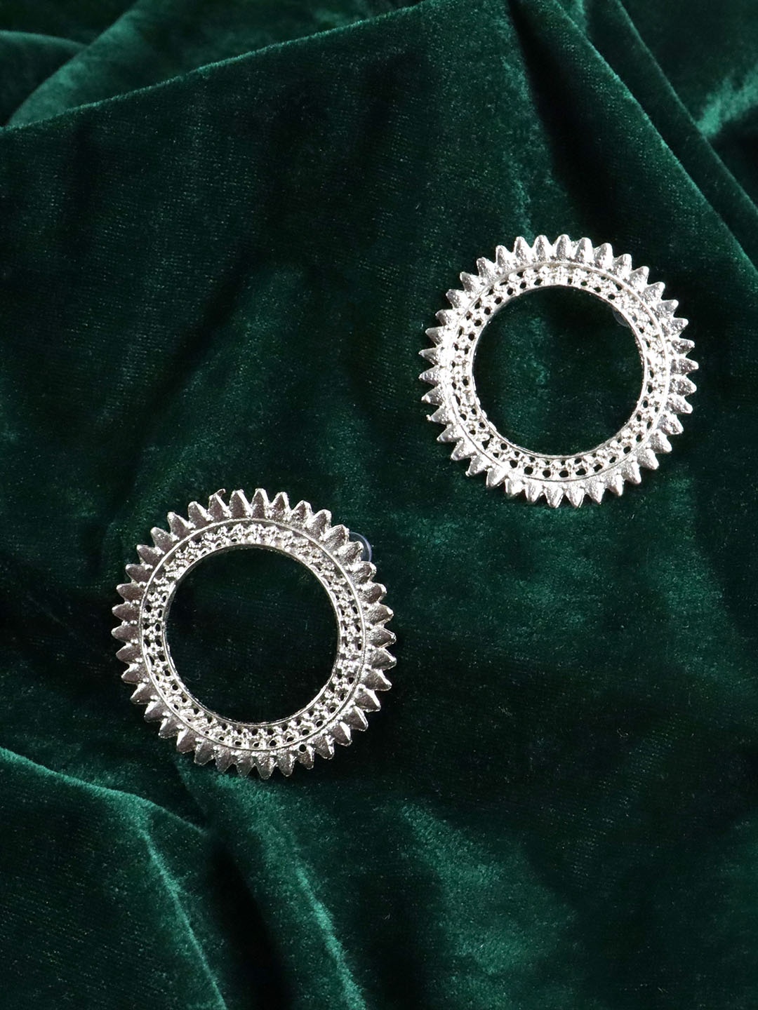 

Krelin Silver-Toned Oxidised German Silver Studs Earrings