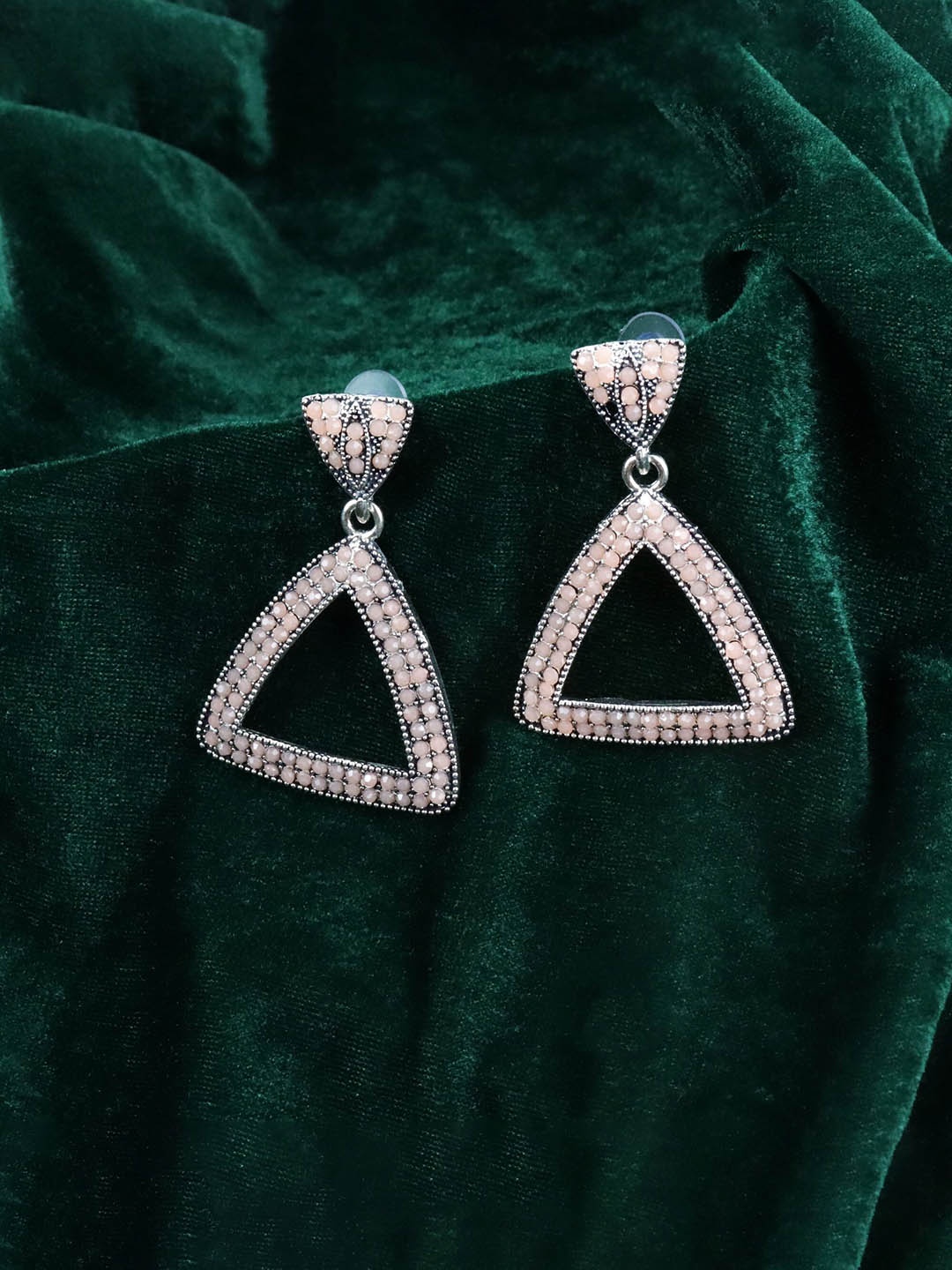 

Krelin Peach-Coloured Geometric Drop Earrings