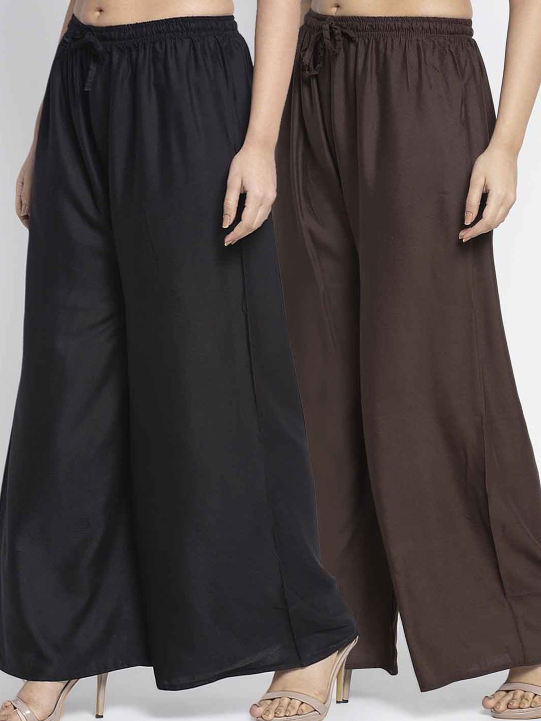 

GRACIT Women Black & Brown 2 Ethnic Rayon Solid Palazzos