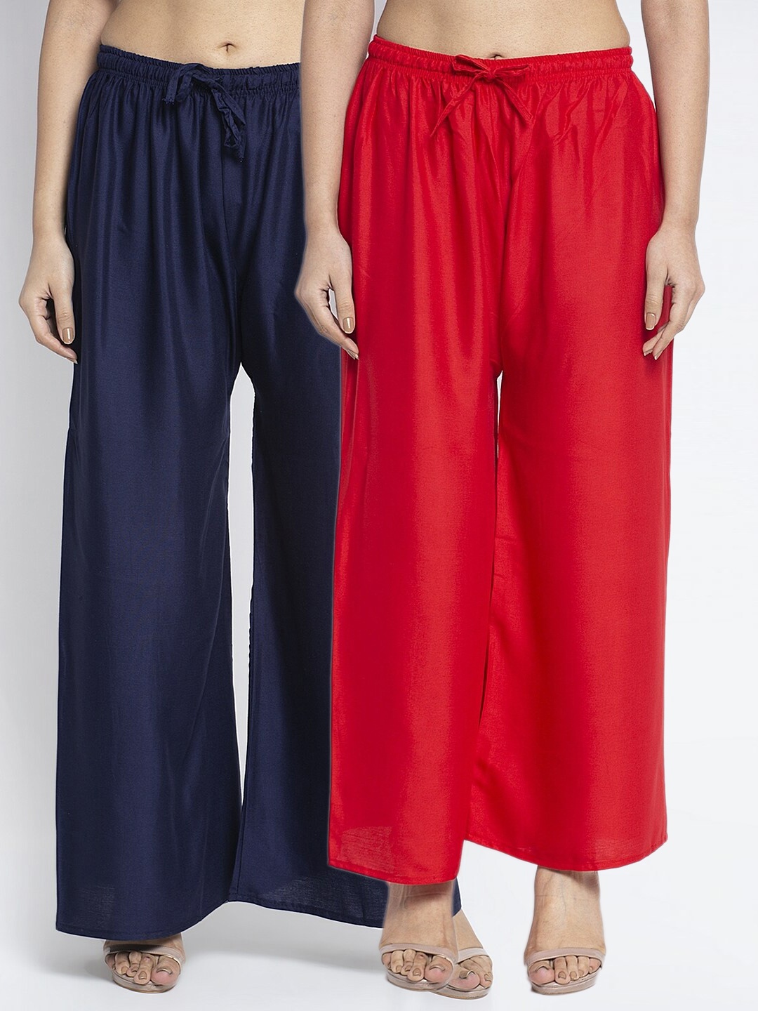 

GRACIT Women Red & Navy Blue 2 Set Ethnic Palazzos