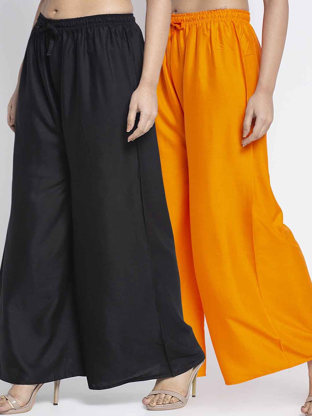 

GRACIT Women Black & Orange Pack of 2 Ethnic Palazzos