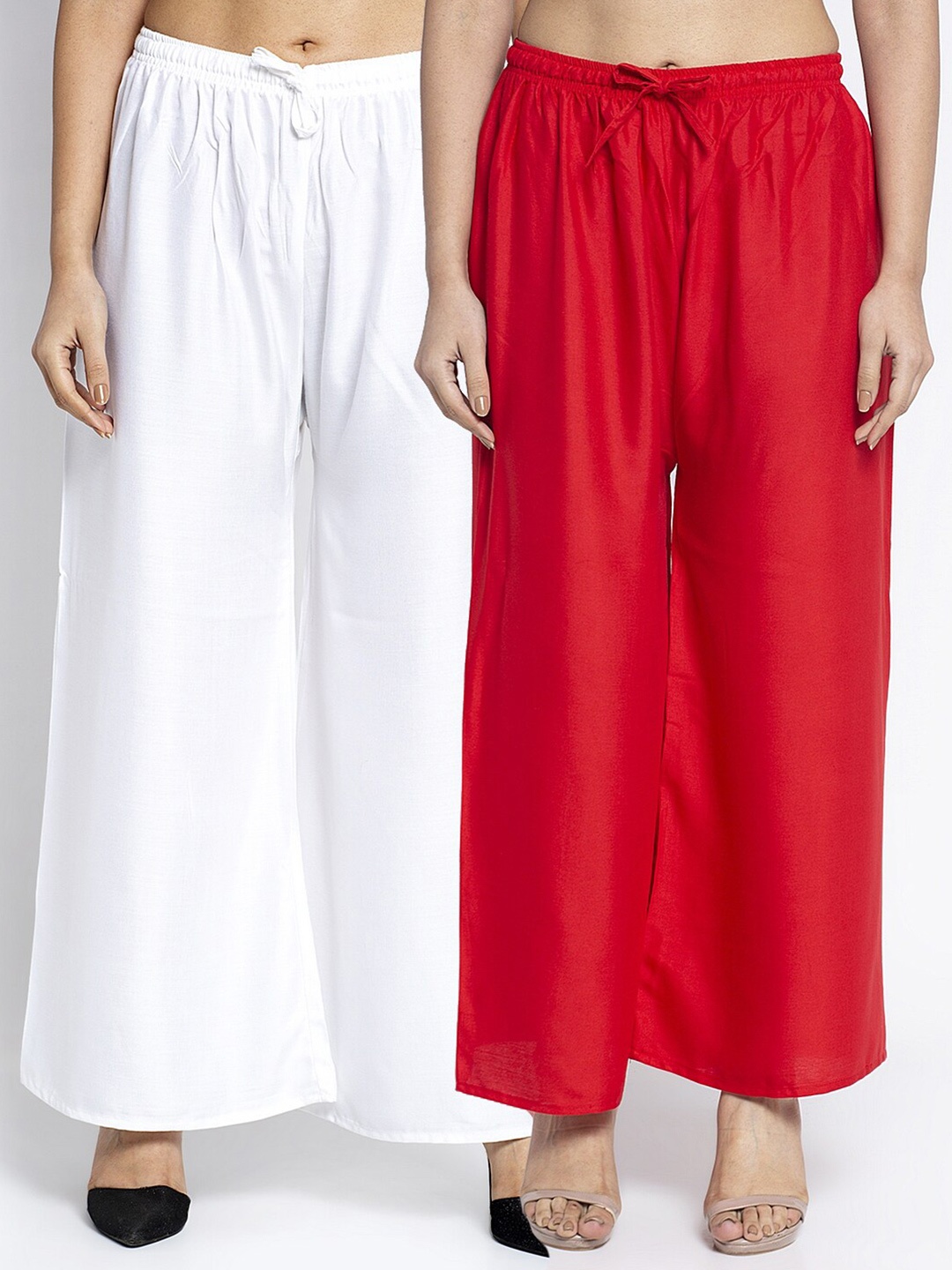 

GRACIT Pack Of 2 Women White & Red Solid Ethnic Palazzos