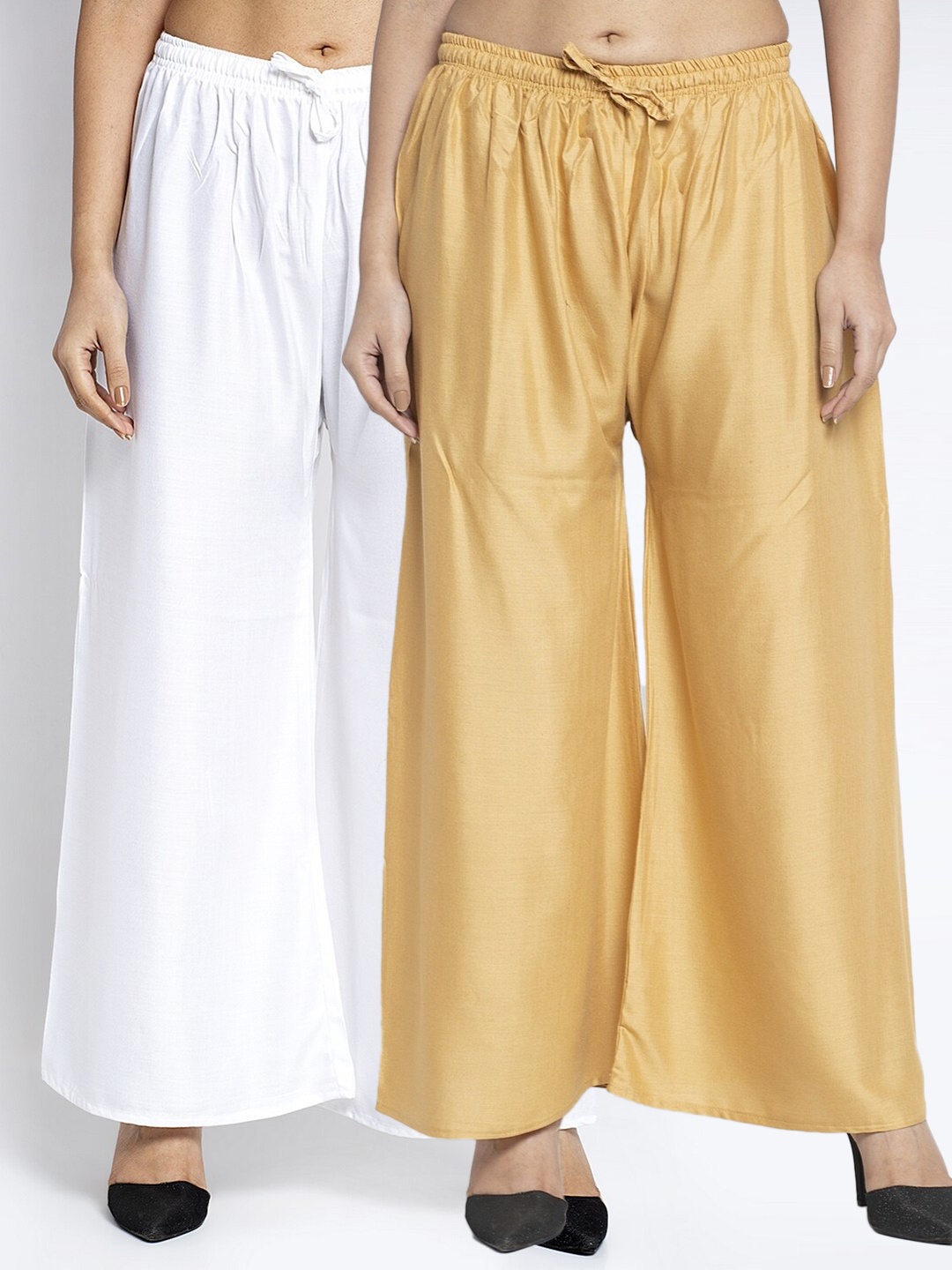 

GRACIT Women White & Nude-Coloured Set Of 2 Ethnic Palazzos