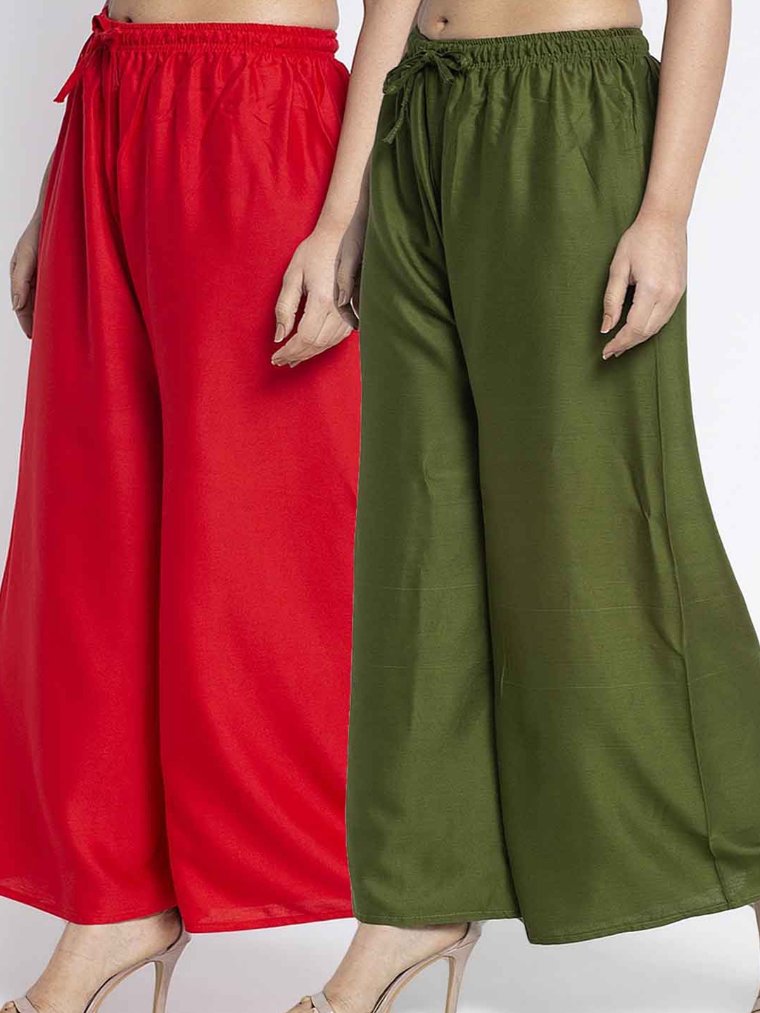 

GRACIT Women Pack of 2 Red & Green 2 Ethnic Palazzos