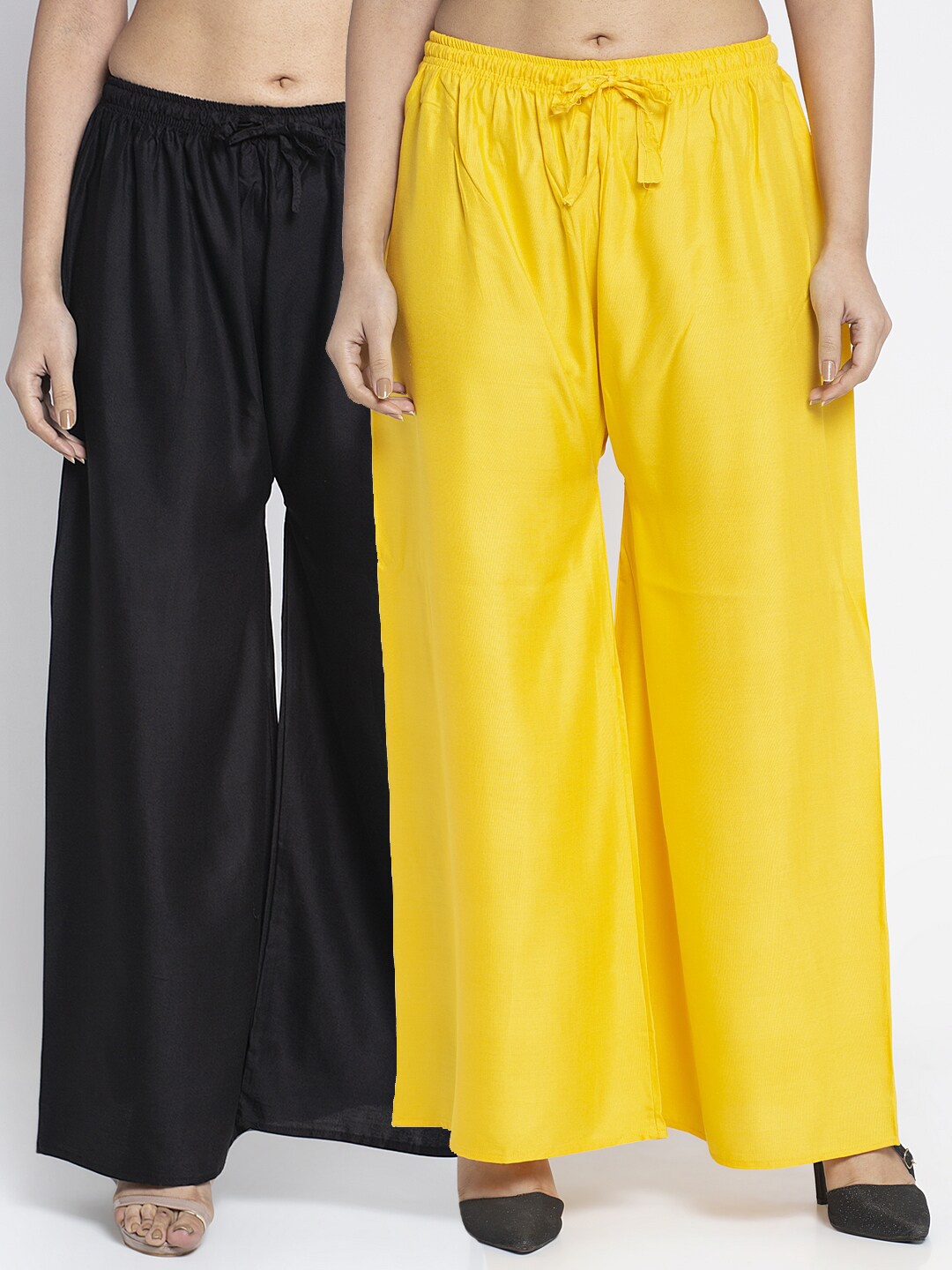 

GRACIT Women Black & Yellow 2 Set Ethnic Palazzos