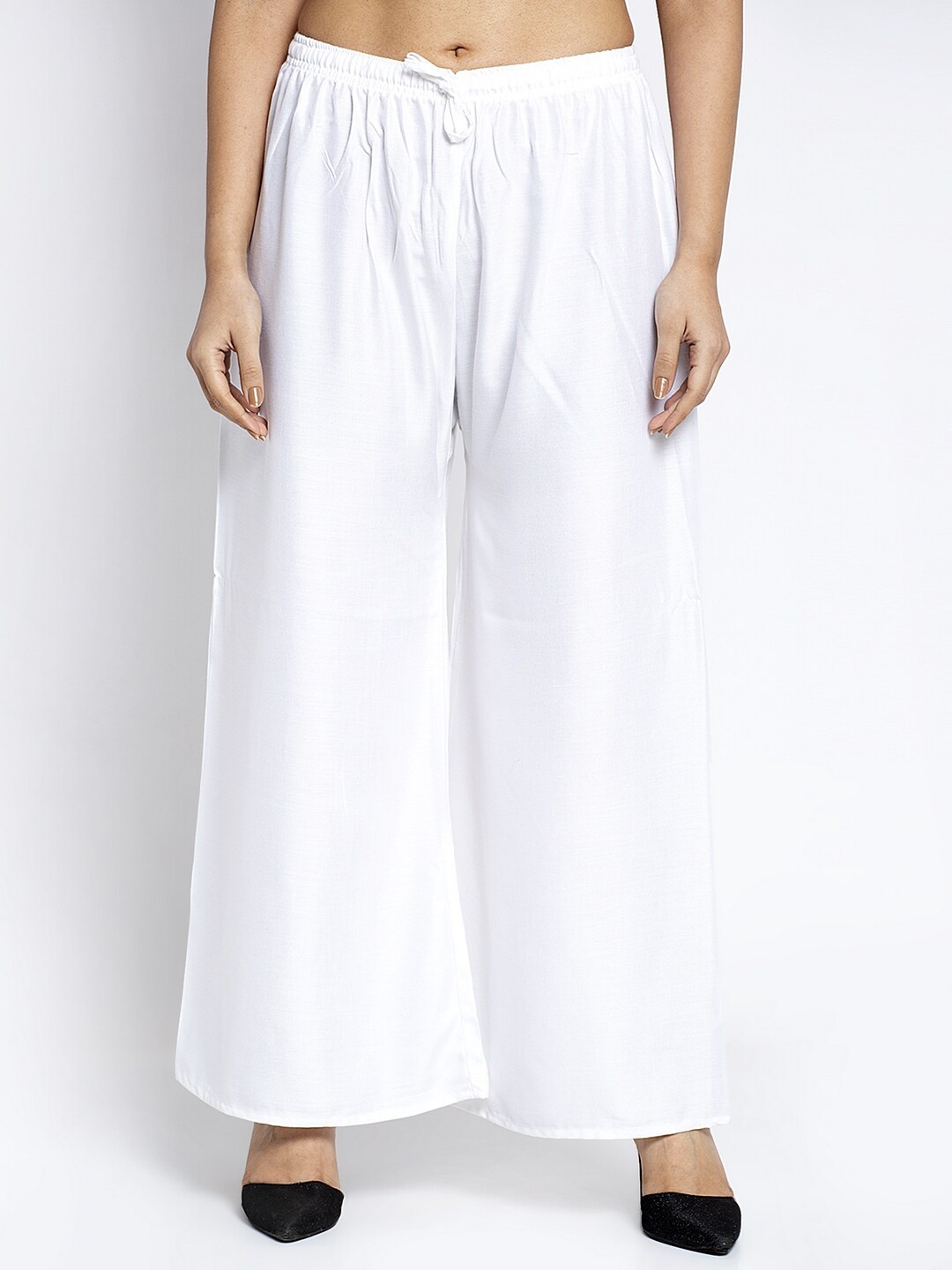 

GRACIT Women White Solid Ethnic Palazzos