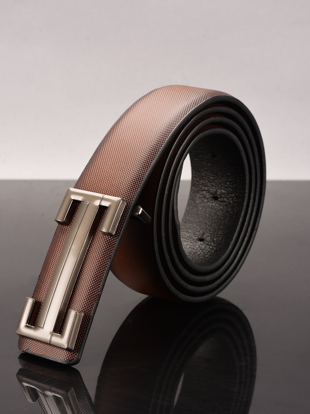 

BuckleUp Men Tan Formal Solid Leather Belt